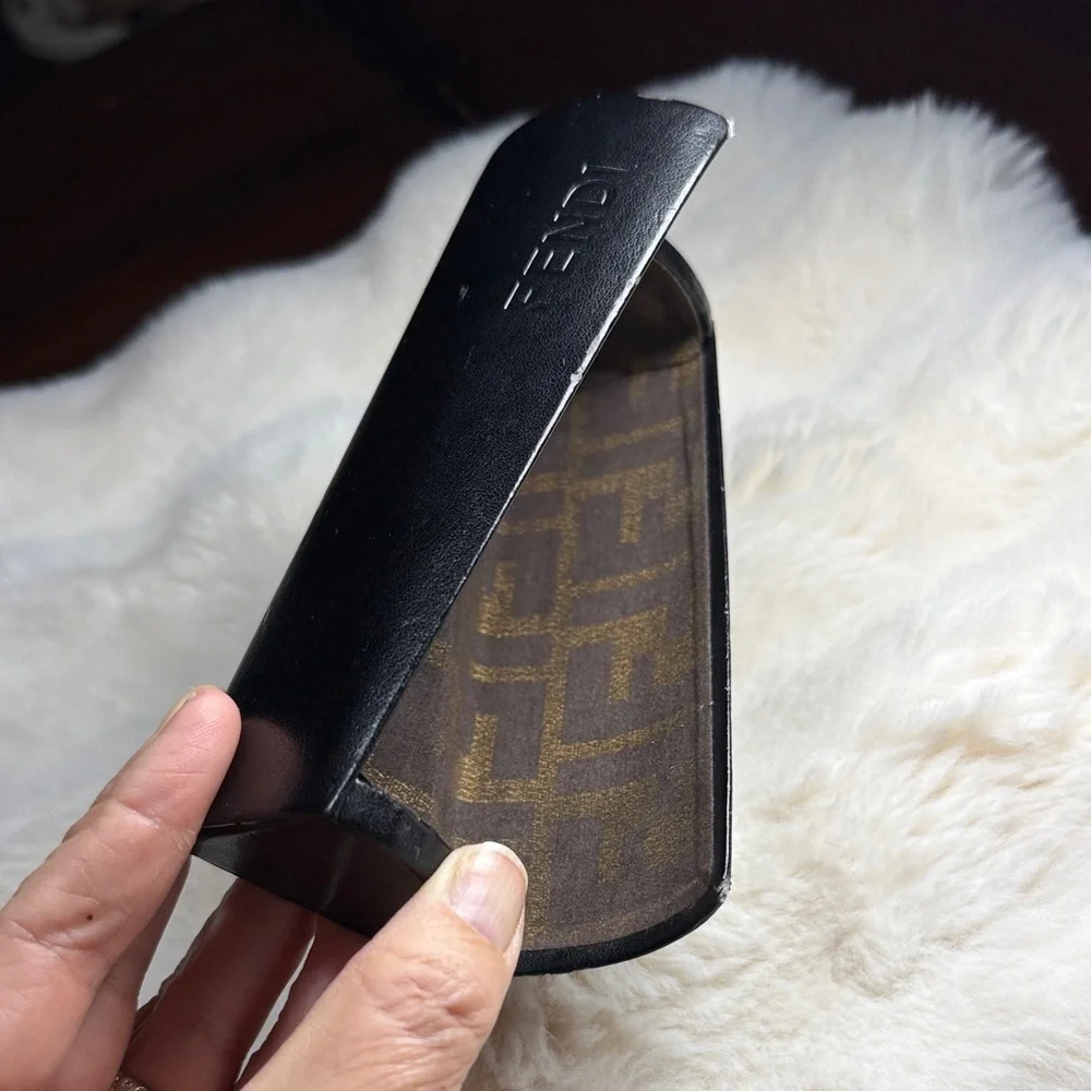 Fendi Black Eyeglasses Case Logo Monogram Interior